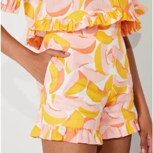 Kate spade Peaches Ruffle Shorts Sz 6 Linen/Cotton
